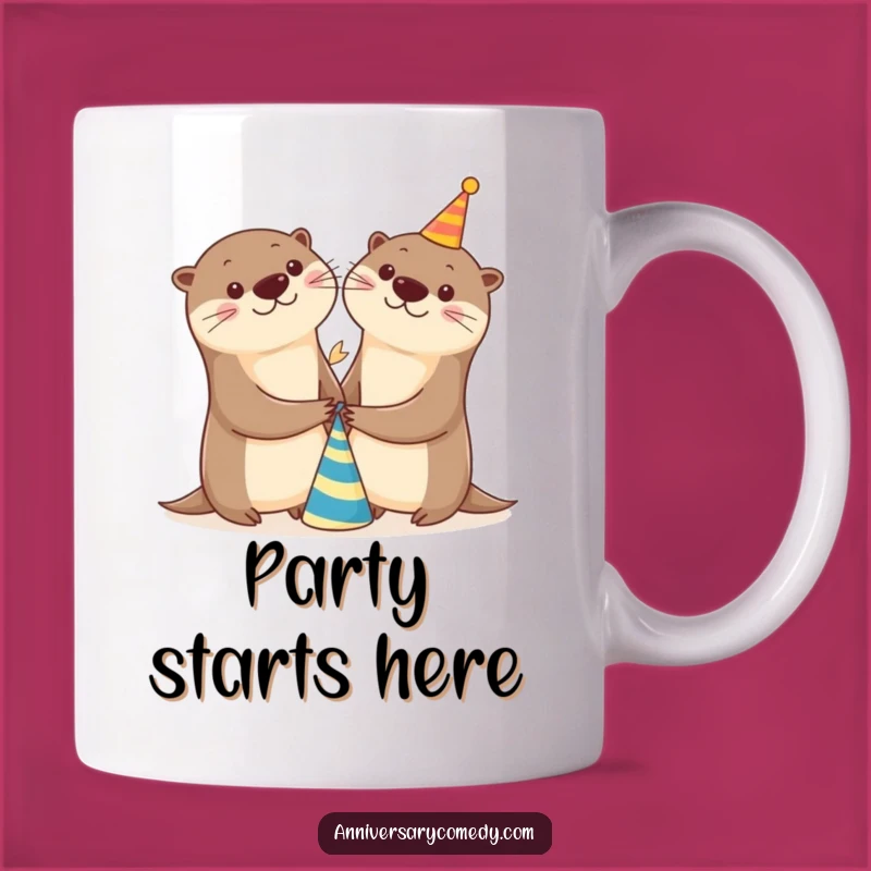 Funny Otter Party Mug - Cheerful Hand-Holding Gift for Friends