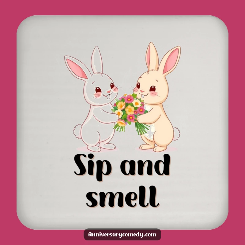Funny Bunny Flower Coaster - Cute Garden Drink Protector Gift