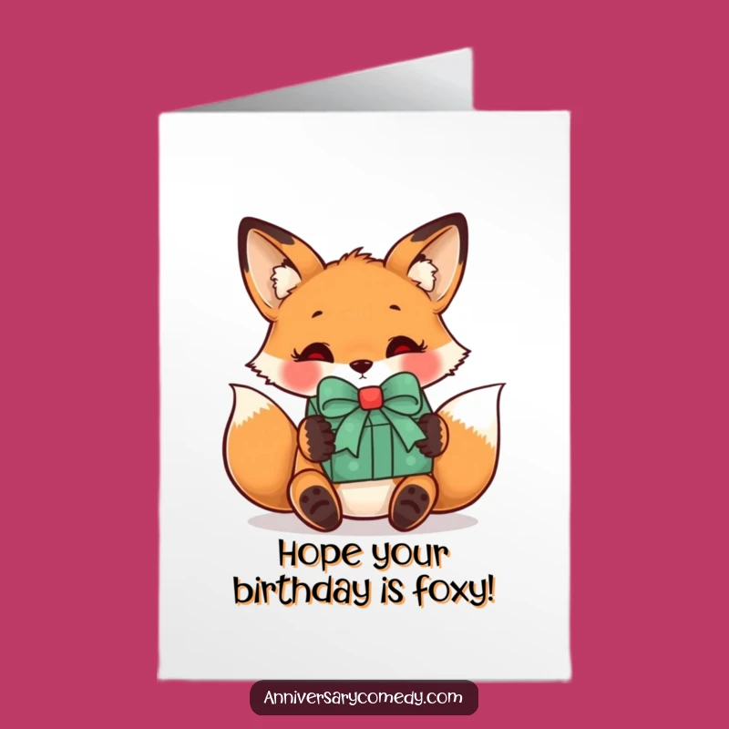 Free Printable Fox Birthday Card: Curious Fox Gets a Gift for Their Birthday!