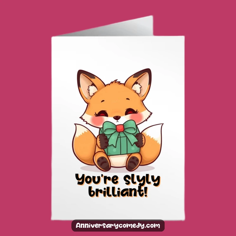 Free Printable Fox Congrats Card: Fox Receives Gift for Their Big Win!