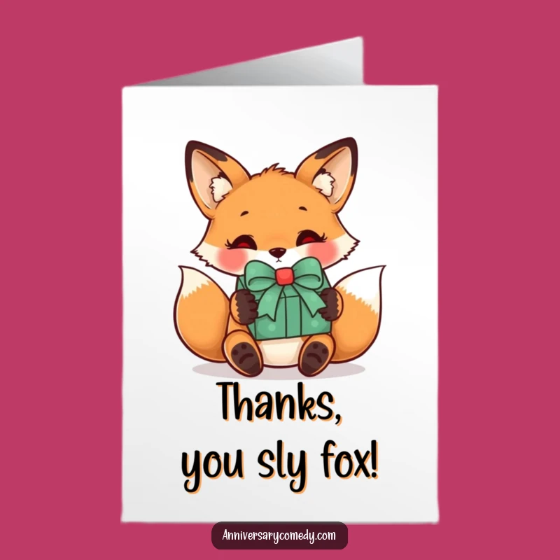 Free Printable Fox Thank You Card: Fox Receives Gift Showing Appreciation!